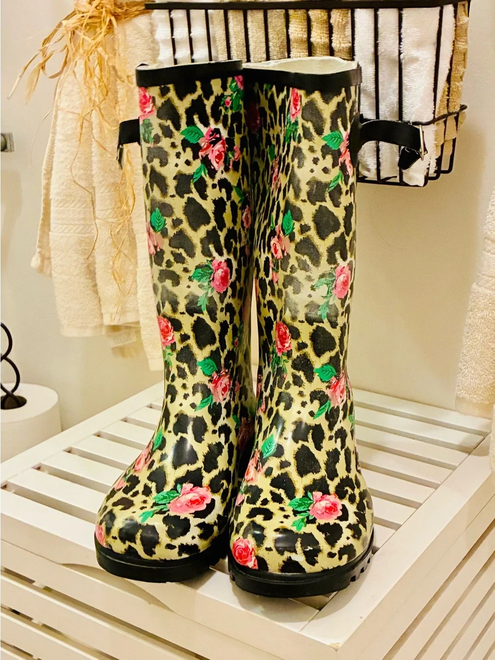 NOMAD  Women’s RAIN-BOOTS Leopard & Rose Pattern Women's Rain Boots -Floral 🌸